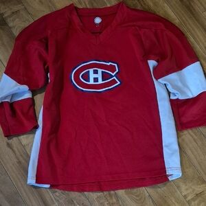Red Hockey-Style Kids Jersey Top with Team Crest